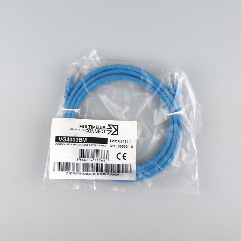Cat5e Unshielded (U/UTP) Ethernet Network Cable PVC 3m Blue Patch Cord Cat5e Unshielded (U/UTP) Ethernet Network Cable PVC 3m Blue Patch Cord