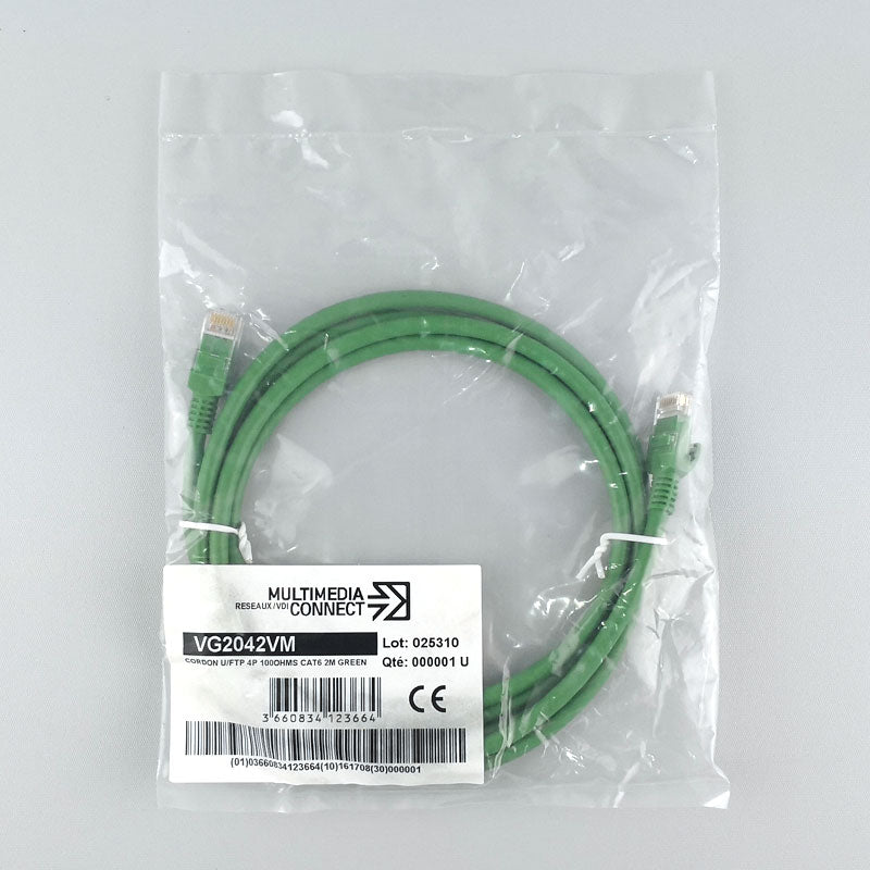Cat6 Unshielded (UTP) Ethernet Network Cable PVC 2m Green Patch
